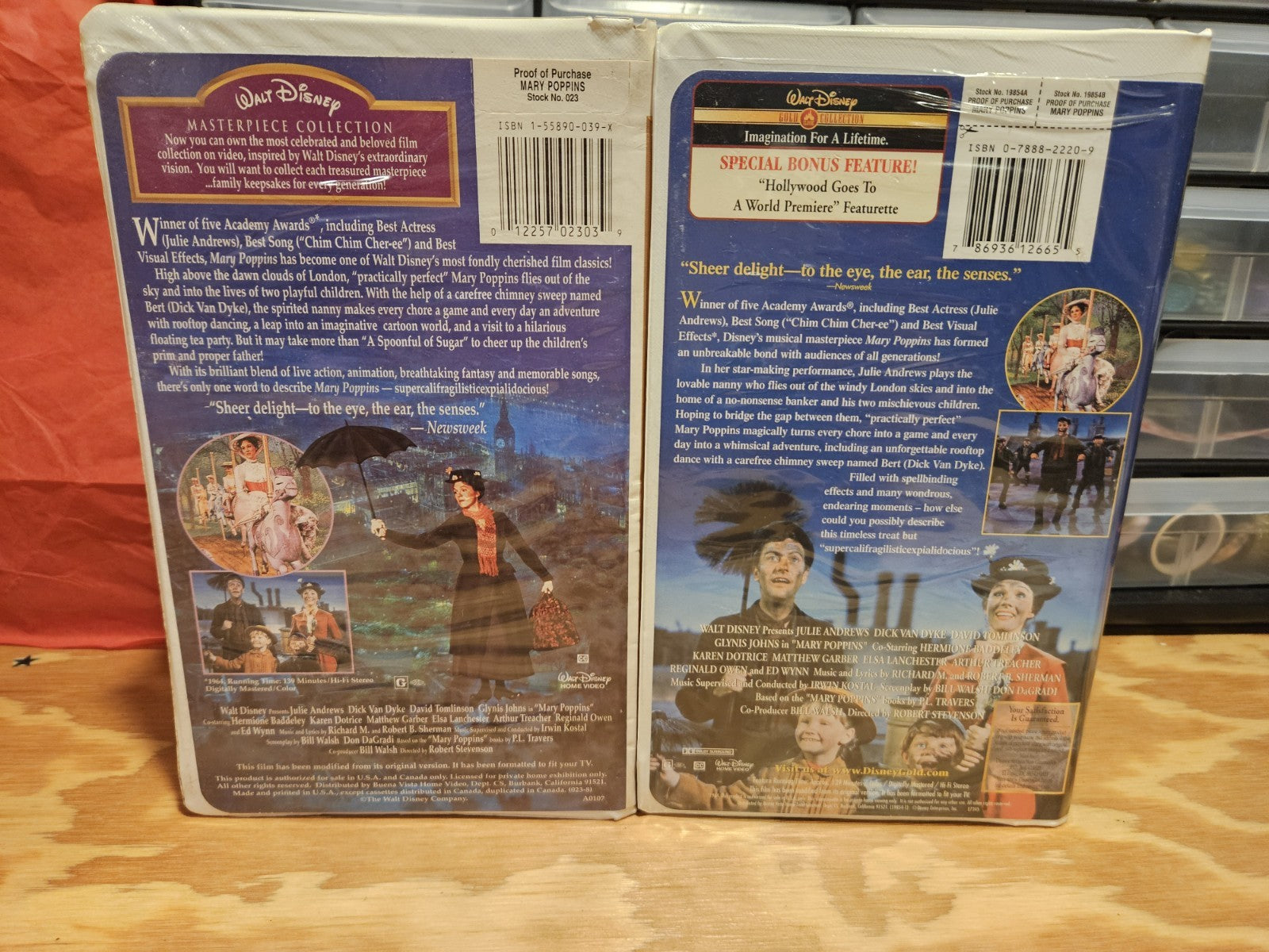 Walt Disney Mary Poppins VHS Set Masterpiece and Gold Collection Clamshell