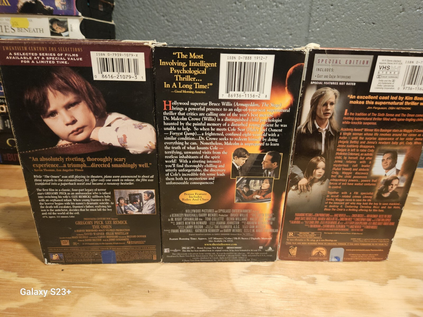 VHS Horror Lot- The Omen, The Sixth Sense, Bless The Child 