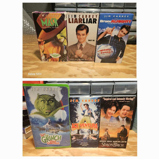 Jim Carey VHS Lot Mask, Liar Liar, Bruce, Ace Ventura, Grinch New Line Universal