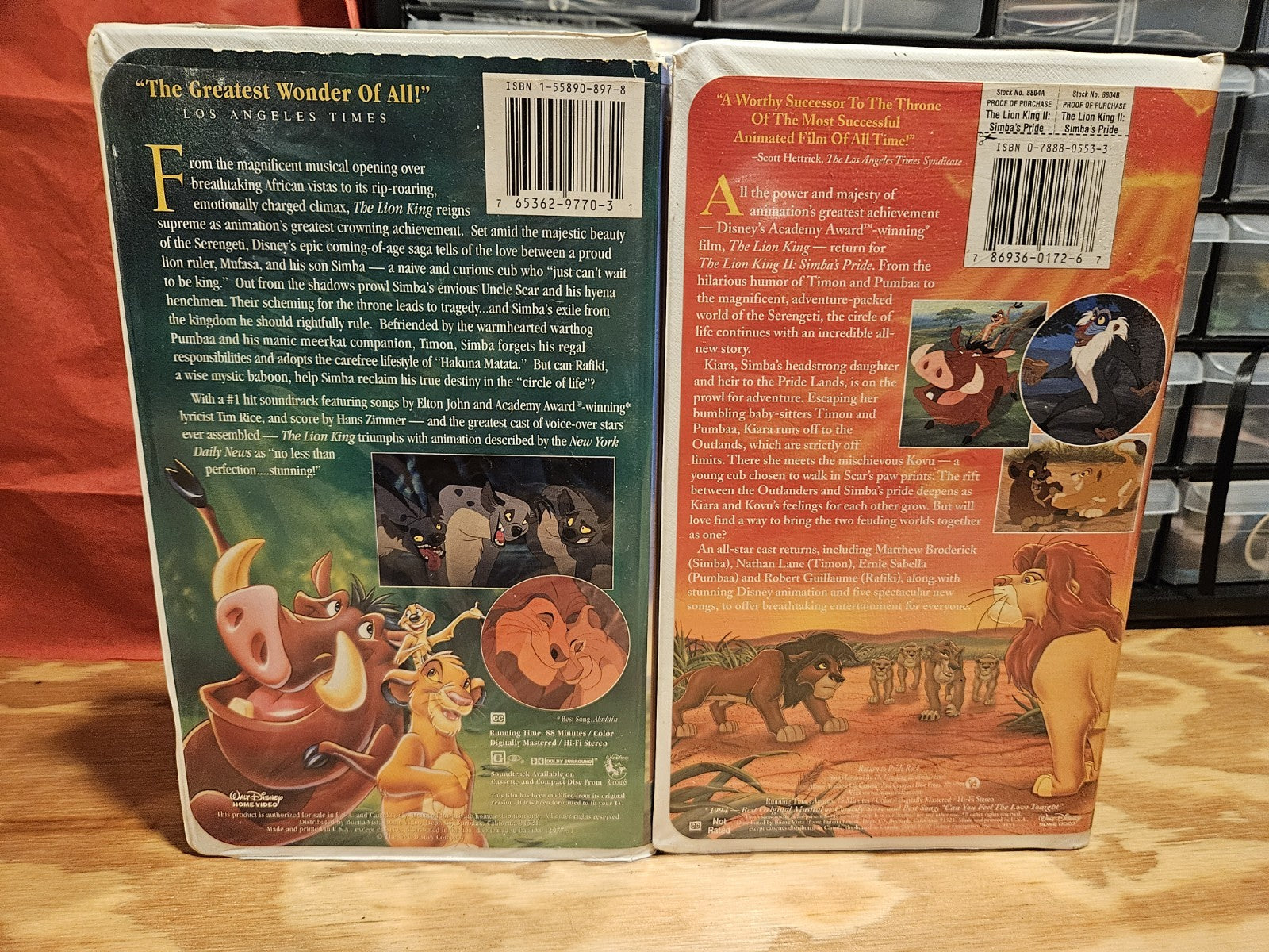 Disney's The Lion King 1 & 2 Simba's Pride VHS Set Clamshell, Original Inserts!
