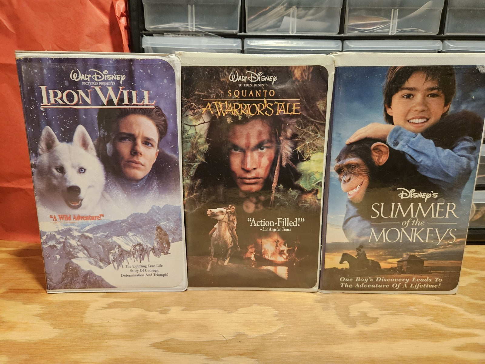 Disney Adventure 3 VHS Lot - Iron Will, Squanto Warriors Tale, Summer Of Monkeys