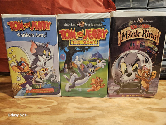 Tom And Jerry The Movie VHS Lot, Whiskers Away, Magic Ring, Warner Brothers