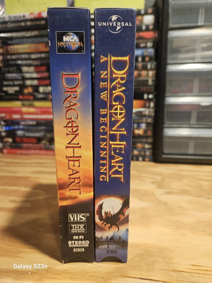 Dragonheart 1 & 2 A New Beginning VHS MCA Universal, Dennis Quaid, Sean Connery 
