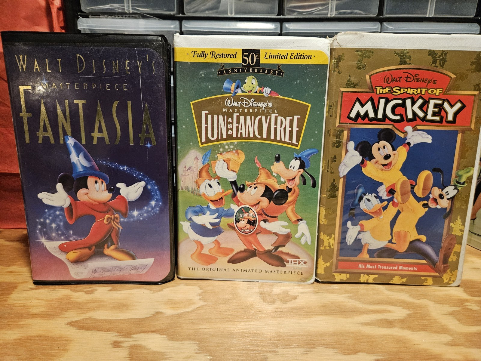 Mickey VHS Set Fantasia, Fun & Fancy Free, Spirit Of Mickey, Disney