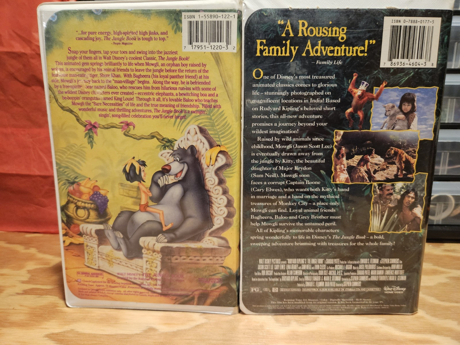 Jungle Book VHS Set Disney Black Diamond Edition & Live Action Movie Clamshell