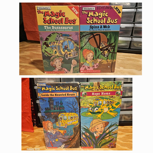 Magic School Bus VHS Lot - Busasaurus, Web, Haunted House, Hops Home, Scholastic