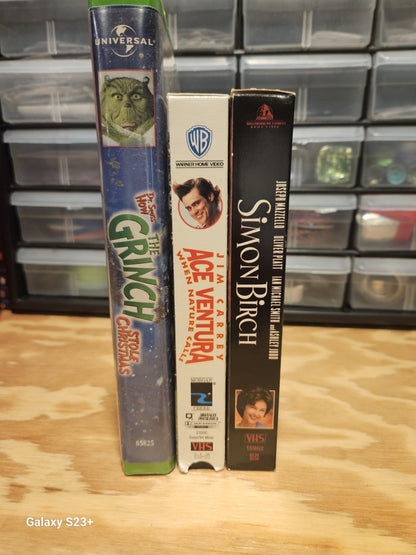 Jim Carey VHS Lot Mask, Liar Liar, Bruce, Ace Ventura, Grinch New Line Universal