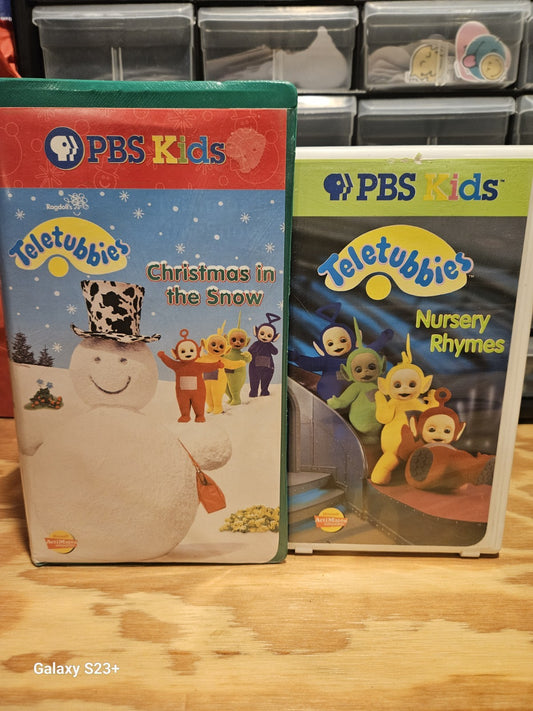 Teletubbies VHS - Christmas In The Snow, Nursery Rhymes, PBS Kids, Warner Bros