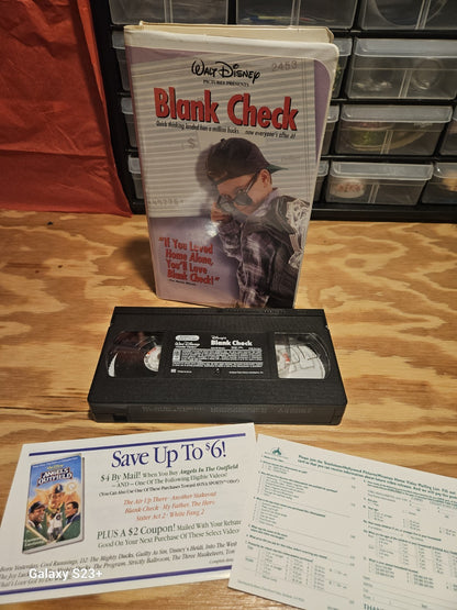 Blank Check VHS Disney, Brian Bonsall, Karen Duffy. Family/Kids movie