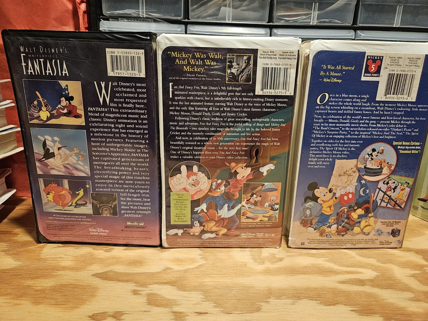 Mickey VHS Set Fantasia, Fun & Fancy Free, Spirit Of Mickey, Disney
