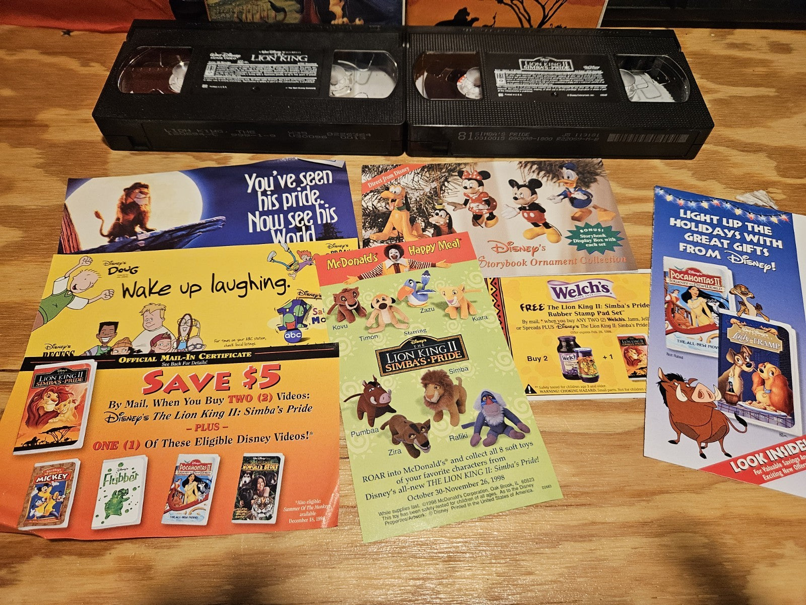Disney's The Lion King 1 & 2 Simba's Pride VHS Set Clamshell, Original Inserts!