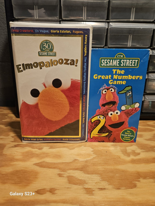 Sesame Street VHS - Elmopalooza, The Great Numbers Game, CTW, Sony Wonder, Elmo