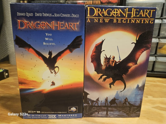 Dragonheart 1 & 2 A New Beginning VHS MCA Universal, Dennis Quaid, Sean Connery 