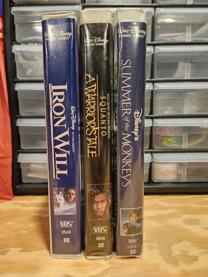 Disney Adventure 3 VHS Lot - Iron Will, Squanto Warriors Tale, Summer Of Monkeys
