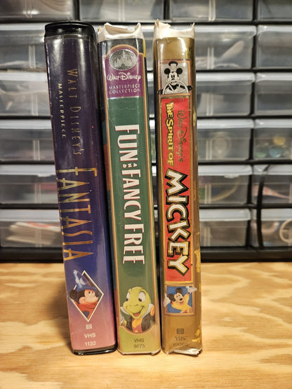 Mickey VHS Set Fantasia, Fun & Fancy Free, Spirit Of Mickey, Disney