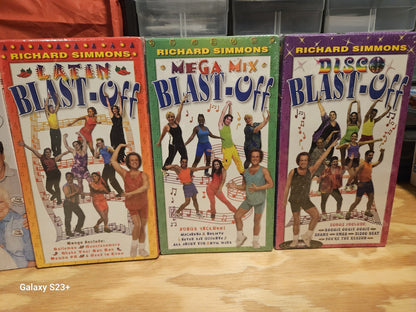 Richard Simmons Latin, Mega Mix, Disco, Broadway Blast Off, Silver Foxes VHS NEW