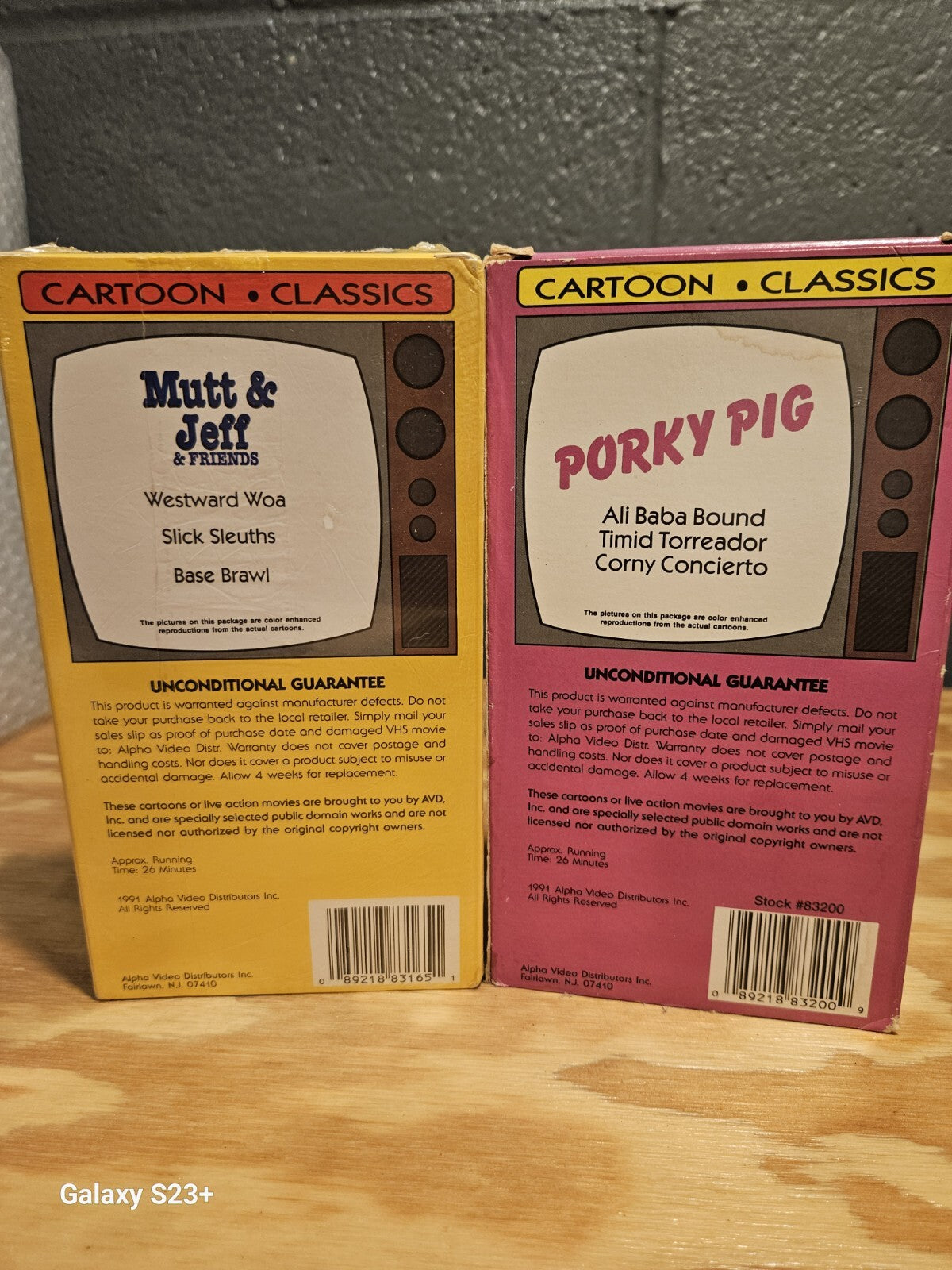 Cartoon Classics VHS 1991 - Porky Pig, Mutt & Jeff