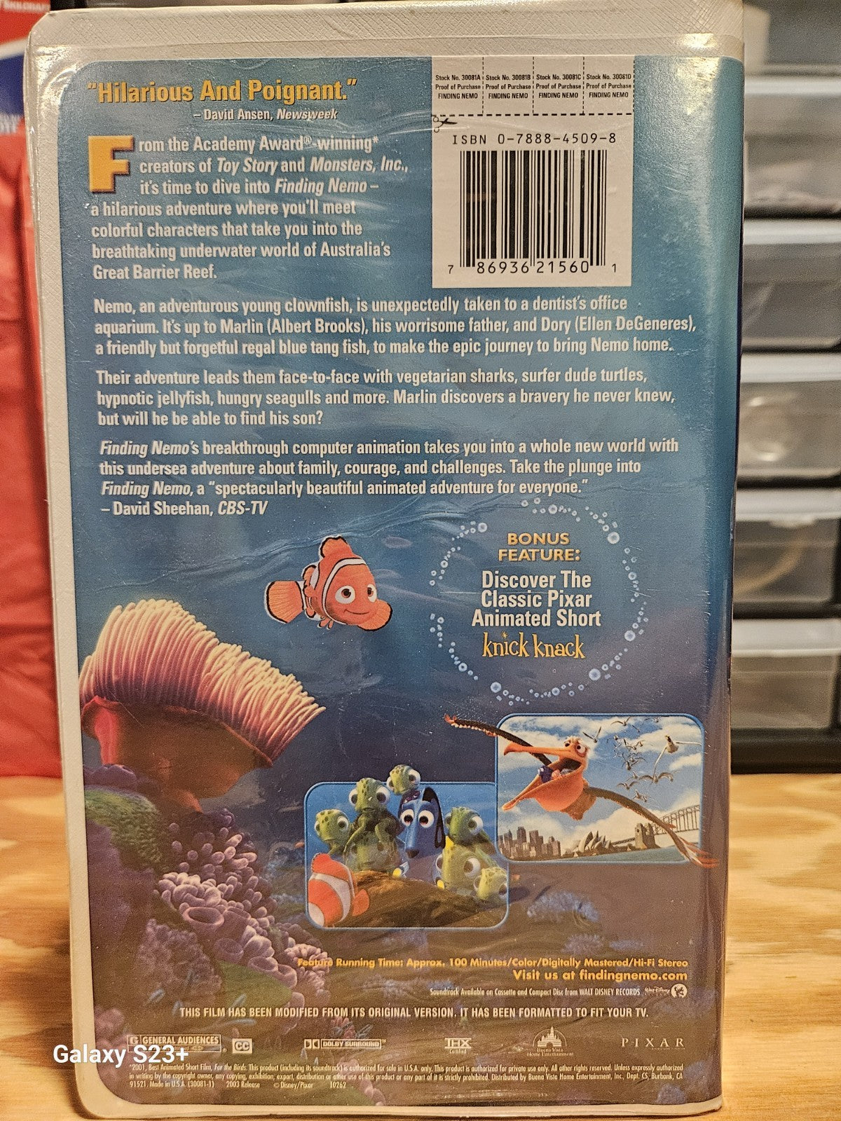 Finding Nemo VHS Walt Disney Pixar Clamshell Ellen Degeneres