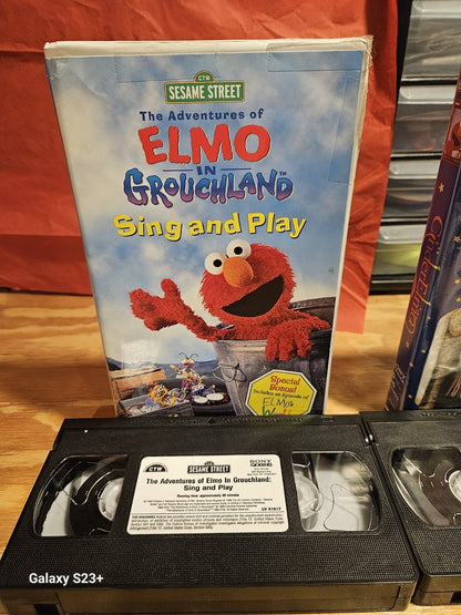Elmo VHS Set Grouchland, CinderElmo, Elmopalooza, Sesame Street, Sony, CTW