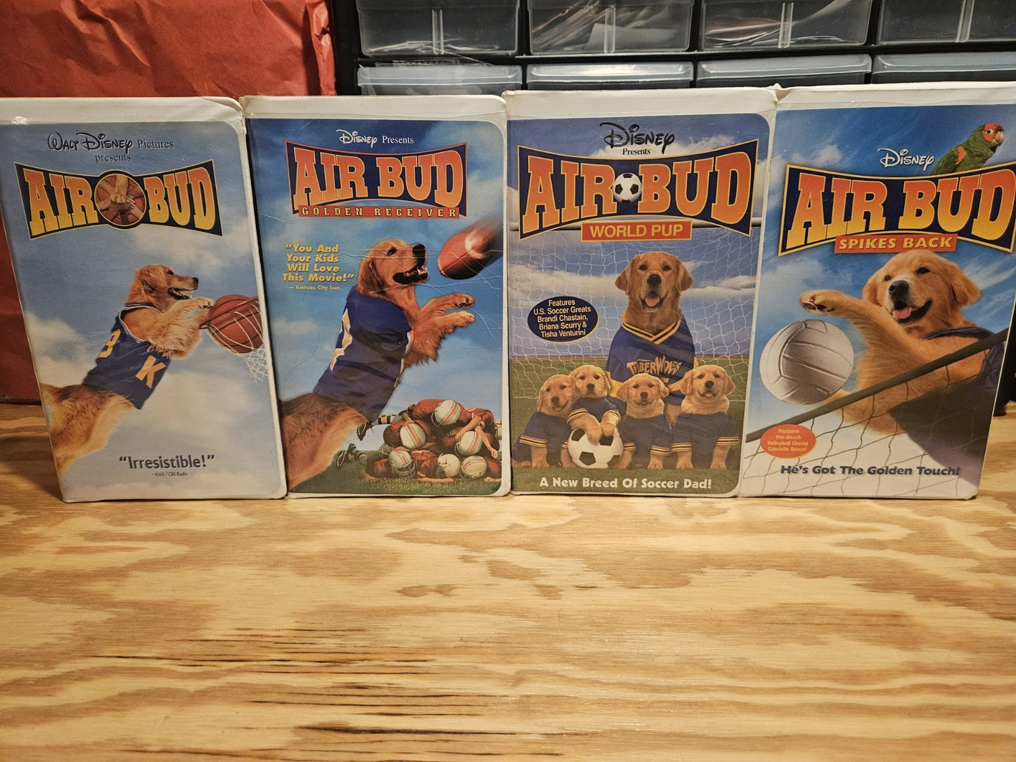Disney Air Bud 1, 2, 3, 5 VHS Set - Golden Receiver, World Pup, Spikes Back Dog