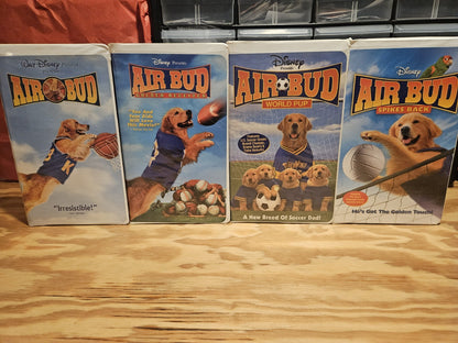 Disney Air Bud 1, 2, 3, 5 VHS Set - Golden Receiver, World Pup, Spikes Back Dog