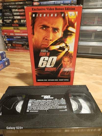 Gone In 60 Seconds VHS Nicolas Cage, Angelina Jolie, Robert Duvall, Touchstone