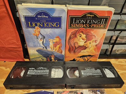Disney's The Lion King 1 & 2 Simba's Pride VHS Set Clamshell, Original Inserts!
