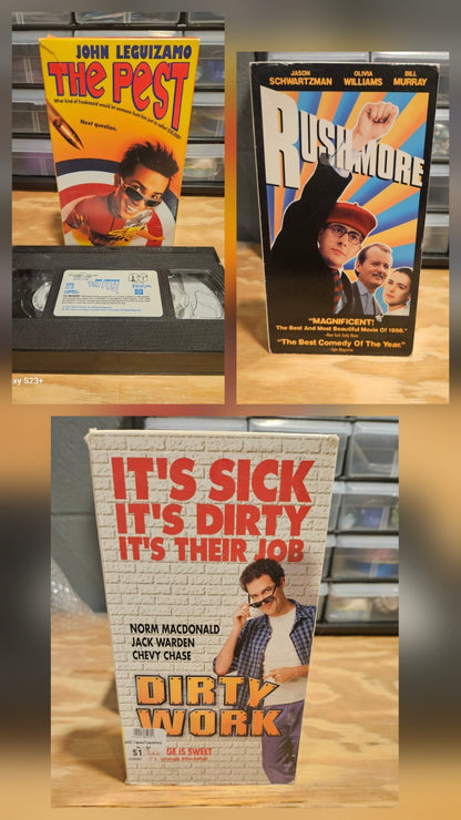 Comedy VHS - The Pest, Rushmore, Dirty Work, Leguizamo, Murray, Chase, MGM