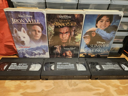 Disney Adventure 3 VHS Lot - Iron Will, Squanto Warriors Tale, Summer Of Monkeys