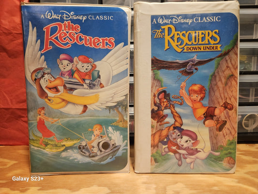 The Rescuers & The Rescuers Down Under VHS Set, Disney Black Diamond Clamshell