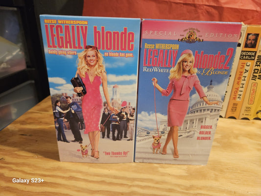 Reese Witherspoon Legally Blonde 1 & 2 VHS Movie Set, Metro Golden Mayer, MGM