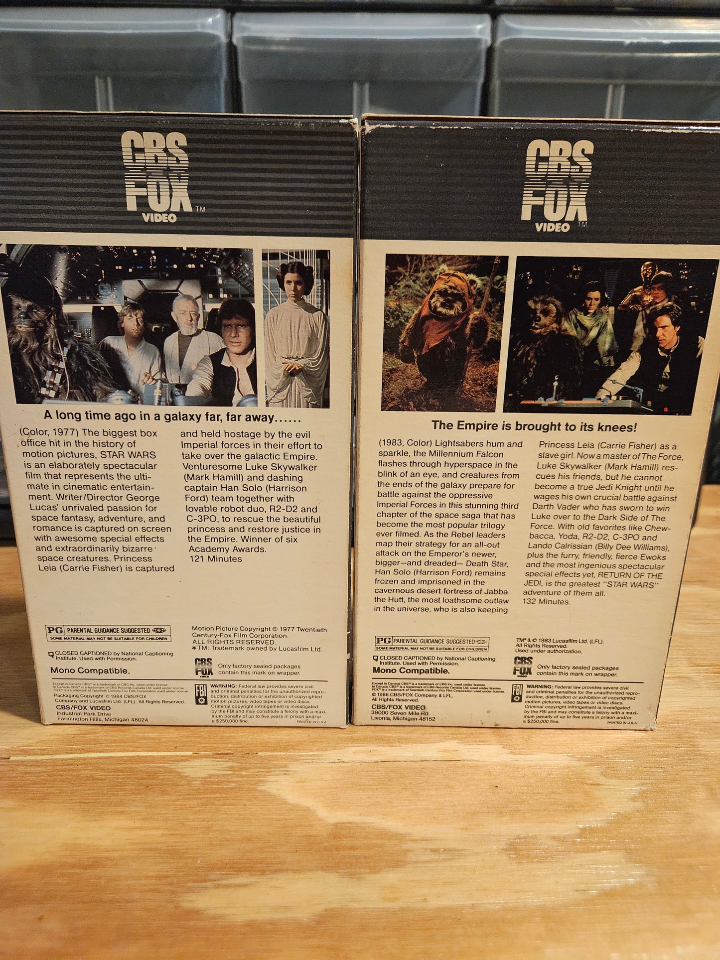 Star Wars and Return of the Jedi VHS, CBS FOX, Red Label