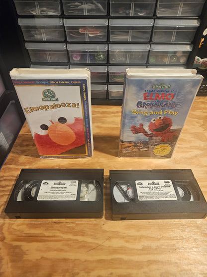 Elmo Sesame Street VHS Set - Grouchland, Great Numbers Game, Elmo's World, Elmocize, Elmopalooza