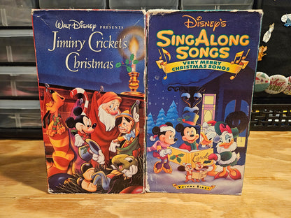 Disney Christmas VHS Set- Jiminy Crickets Christmas, Sing Along Songs Vol 8: Very Merry Christmas Songs
