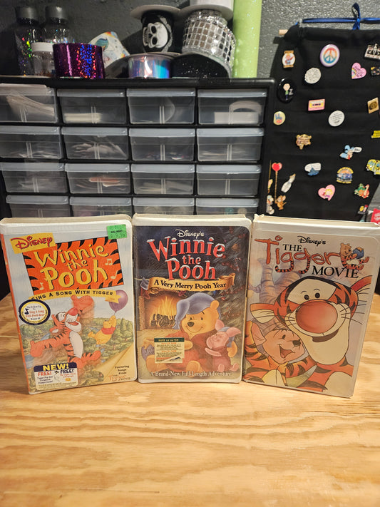 Winnie the Pooh VHS Set - Sing a Song with Tigger (NEW SEALED), A Very Merry Pooh Year (NEW SEALED), The Tigger Movie