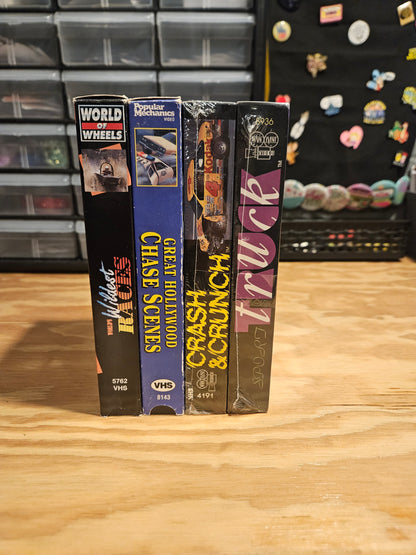 Main Event Video Sport Truck + Crash and Crunch (SEALED), Popular Mechanics Great Hollywood Chase Scenes, World's Wildest Races VHS