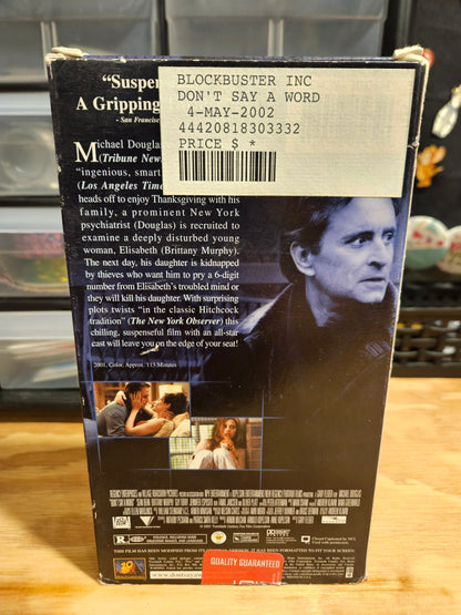 Don't Say A Word, Thriller, Michael Douglas, Brittney Murphy, Blue Tape, Blockbuster