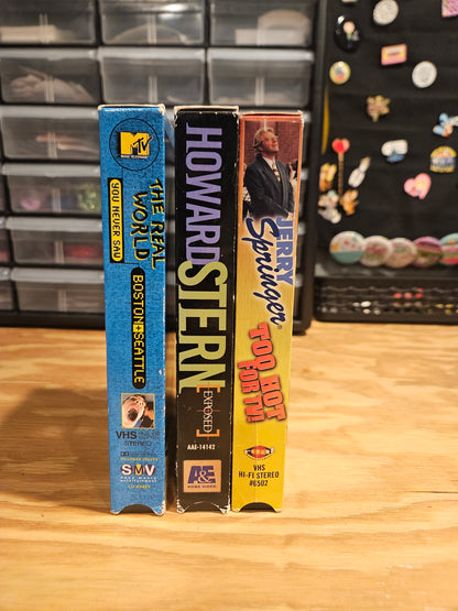Jerry Springer Too Hot For Tv, Howard Stern, MTV The Real World VHS, Reality TV