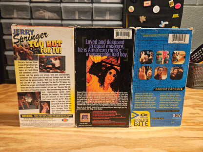 Jerry Springer Too Hot For Tv, Howard Stern, MTV The Real World VHS, Reality TV
