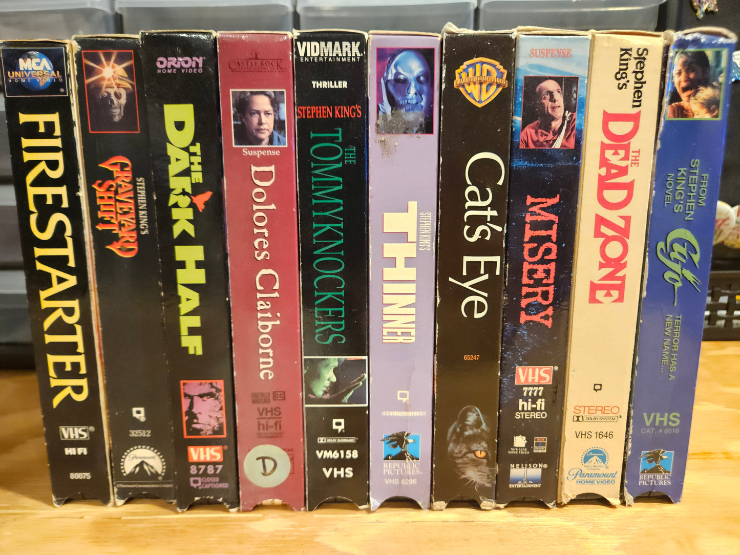 Stephen King VHS Set Cat's Eye, Thinner, Graveyard Shift, Dead Zone, Misery, Firestarter, Horror