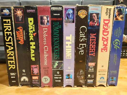 Stephen King VHS Set Cat's Eye, Thinner, Graveyard Shift, Dead Zone, Misery, Firestarter, Horror
