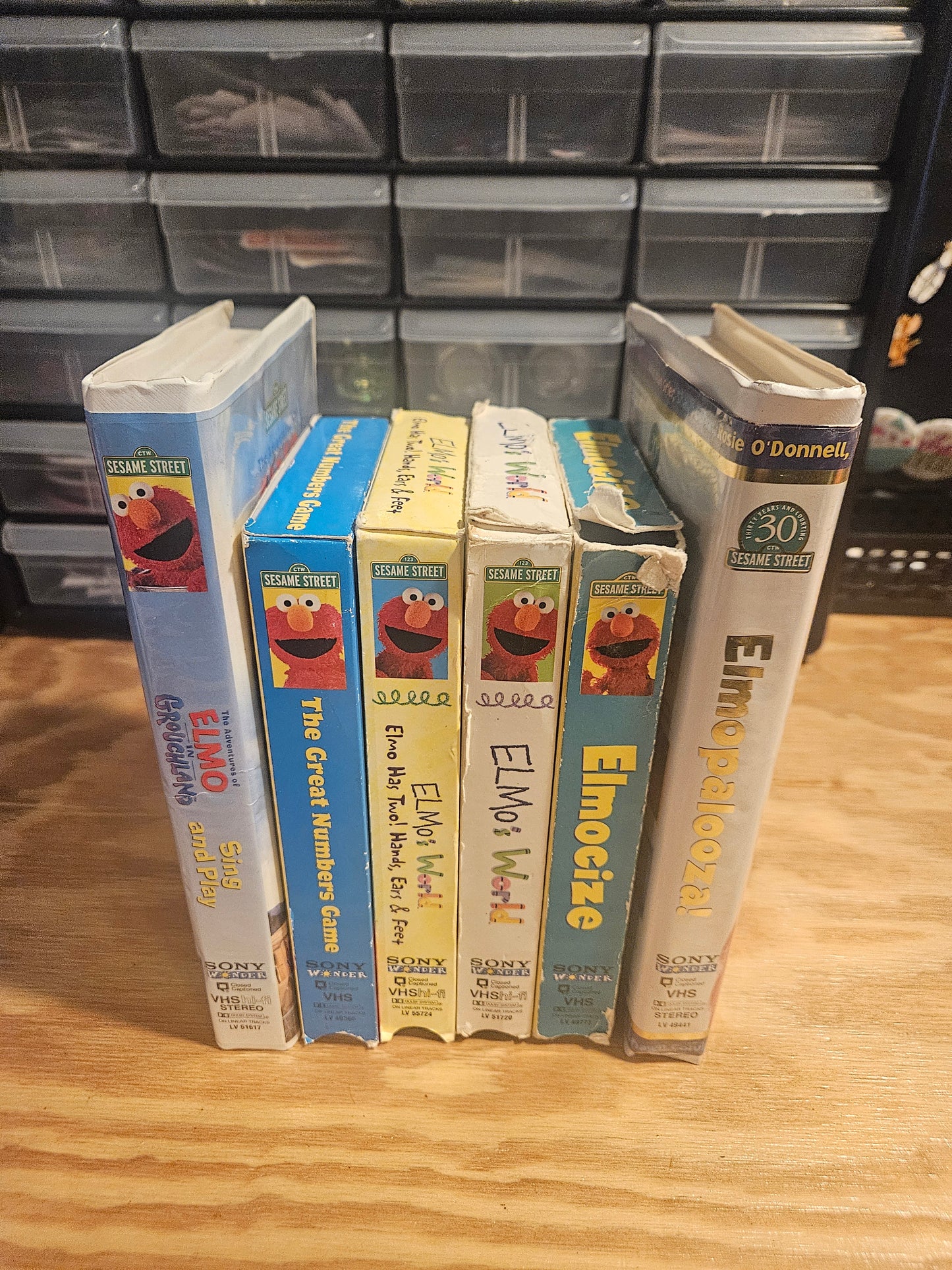 Elmo Sesame Street VHS Set - Grouchland, Great Numbers Game, Elmo's World, Elmocize, Elmopalooza