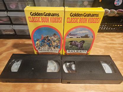 Golden Grahams Classic Book Videos - Treasure Island and Black Beauty VHS set