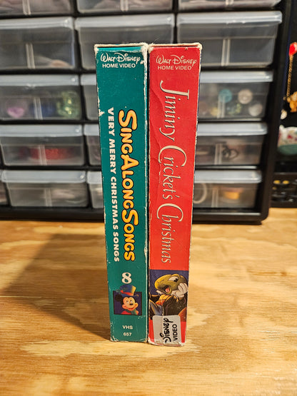 Disney Christmas VHS Set- Jiminy Crickets Christmas, Sing Along Songs Vol 8: Very Merry Christmas Songs