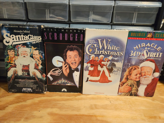 Santa Claus, Scrooged, White Christmas, and Miracle on 34th Street VHS Set