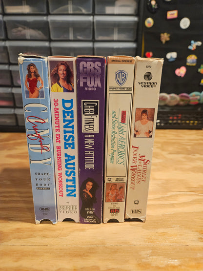 Cindy Crawford, Denise Austin, Cher Fitness, Jane Fonda, Shirley MacLaine Fitness / Workout Videos Vhs