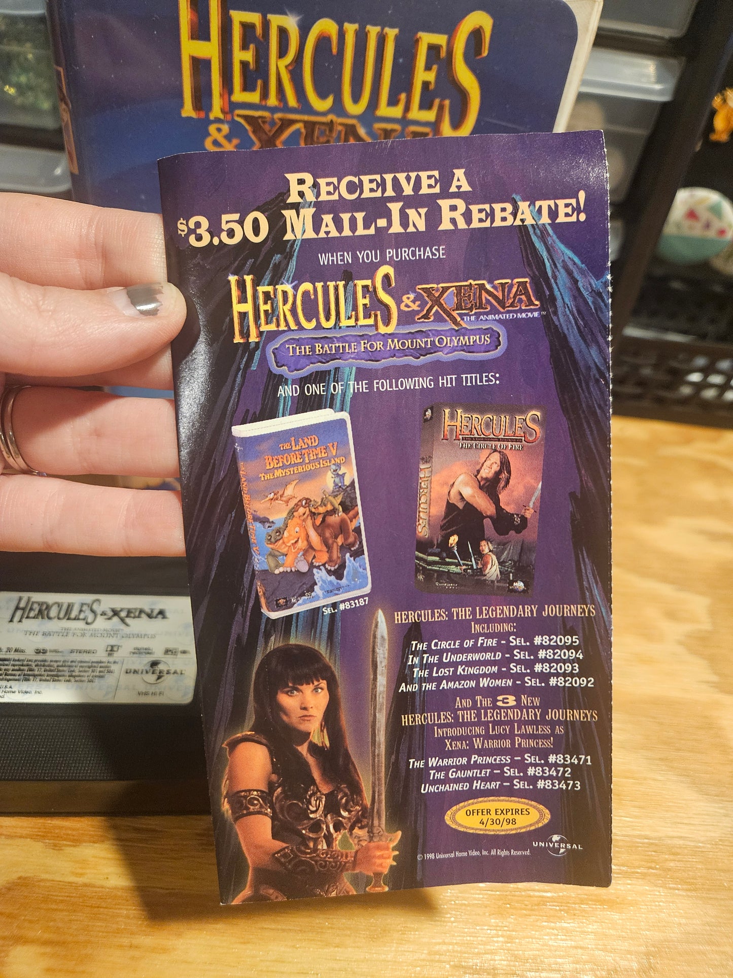 Hercules & Xena The Battle for Mount Olympus VHS with original insert!