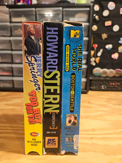 Jerry Springer Too Hot For Tv, Howard Stern, MTV The Real World VHS, Reality TV