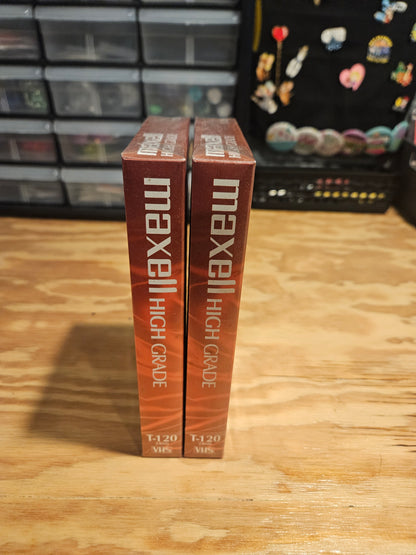 Blank VHS Tapes Maxell High Grade 6 Hour in EP mode T-120, NEW SEALED TAPES
