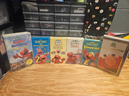 Elmo Sesame Street VHS Set - Grouchland, Great Numbers Game, Elmo's World, Elmocize, Elmopalooza